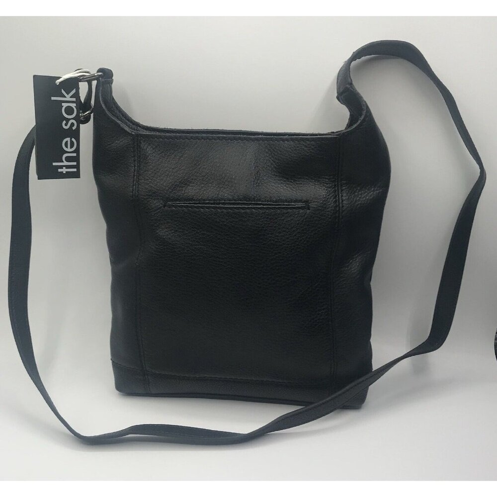 The Sak De Young Black Pebbled Leather Shoulder Crossbody Handbag 10"x10"x2